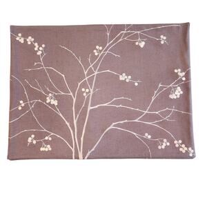 NEW Crate & Barrel Karina Placemats Set of 8 Embroidered Taupe Ivory